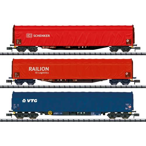 MiniTrix T18801 Schiebeplanenwagen Rils der DB AG und der AAE/VTG, 3er-Set