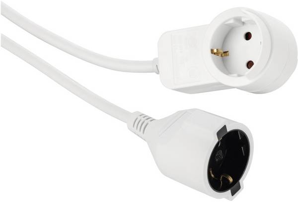 hama 00133801 Schutzkontakt-Verlängerungskabel "Powerplug", Zusatzsteckdose, 3,0 m, Weiß