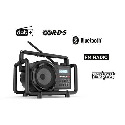 Tragbares Radio in einem Schutzrahmen mit DAB+, RDS, Bluetooth, FM Radio und wiederaufladbarer Batterie.