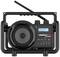 Tragbares Radio mit Display, zeigt 'Radio Veronica' und 'Pop Music'. Große Lautsprecher, robuste Bauweise, schwarzes Design.