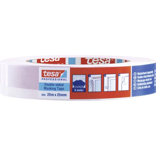 tesa DOUBLE-SIDED 04836-00001-00 Doppelseitiges Klebeband tesa® Professional Rot/Weiß (L x B) 25 m x 25 mm 1 St.