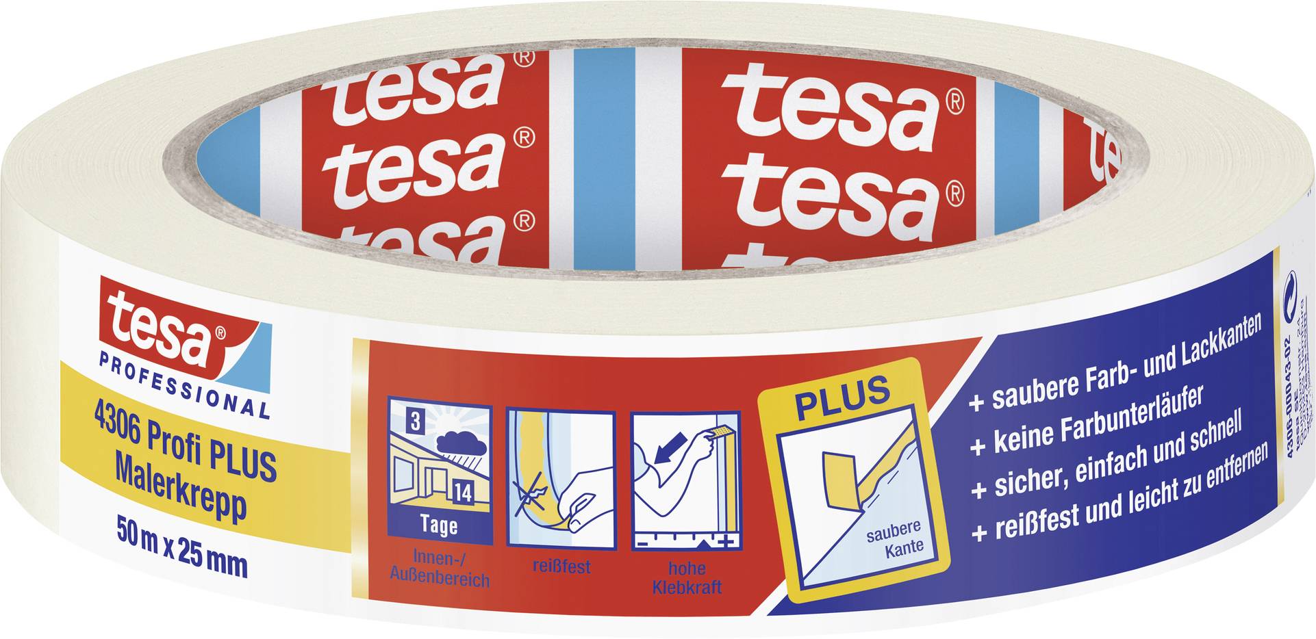 tesa PREMIUM 04306-00043-02 Kreppband tesakrepp® Beige (L x B) 50 m x 25 mm 1 St.