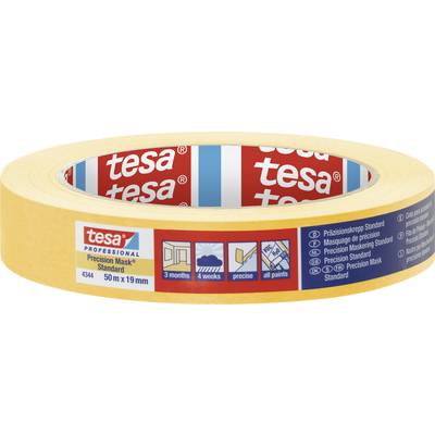 Klebeband von Tesa, 'Precision Mask Standard', 50 m x 19 mm. Gelb, für präzises Abkleben, hält 3 Monate, geeignet für alle Farben.