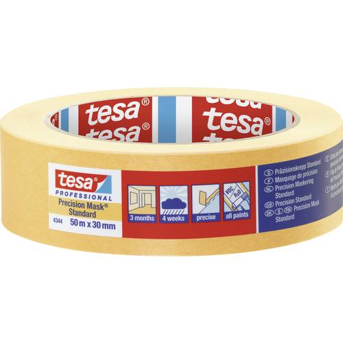 tesa® Professional 4344 Präzisionskrepp, 30 mm × 50 m, Washi, orange – 3 Mon. innen/4 Wo. außen