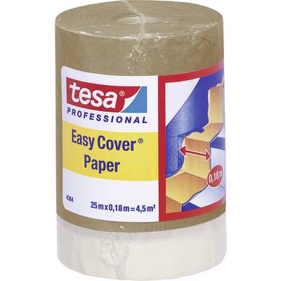'Rolle mit Tesa Easy Cover Paper, 25m x 0,18m. Abdeckmaterial für Malerarbeiten, schützt vor Farbspritzern und Schmutz.'