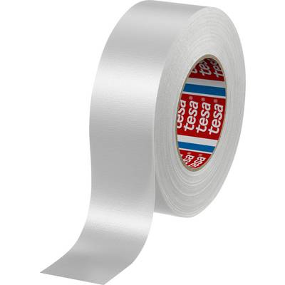 Eine Rolle silberfarbenes Klebeband mit der Markenaufschrift 'tesa' auf der Innenseite der Rolle.