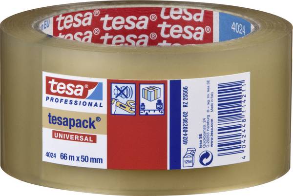 tesa UNIVERSAL 04024-00236-04 Packband tesapack® 4024 Transparent (L x B) 66 m x 50 mm 1 St.