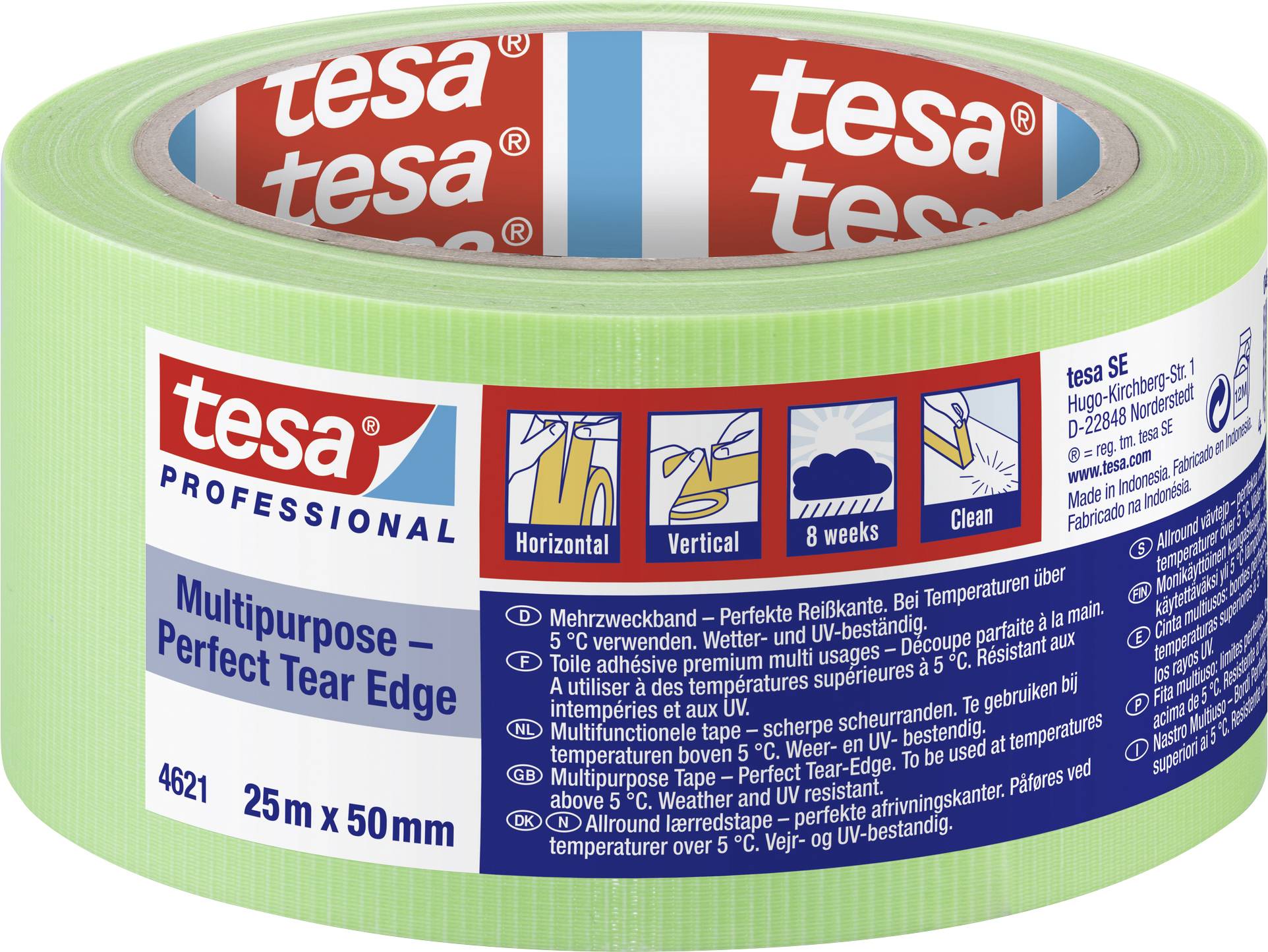 TESA 04621-00011-00 Gewebeklebeband Hellgrün (L x B) 25 m x 50 mm 1 Stück (04621-00011-00)