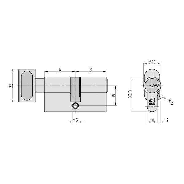 Basi VB5031-0500-0020 Profil-Knaufzylinder 35 / 30mm