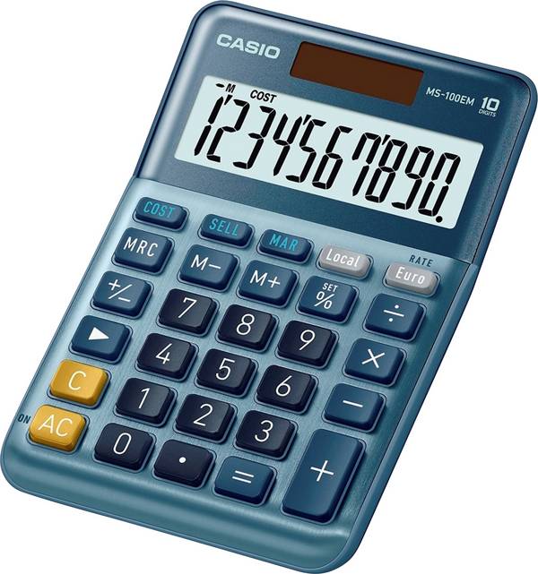 Casio MS-100EM  Tischrechner Blau Display (Stellen): 10 solarbetrieben (L x B) 101 mm x 149 mm