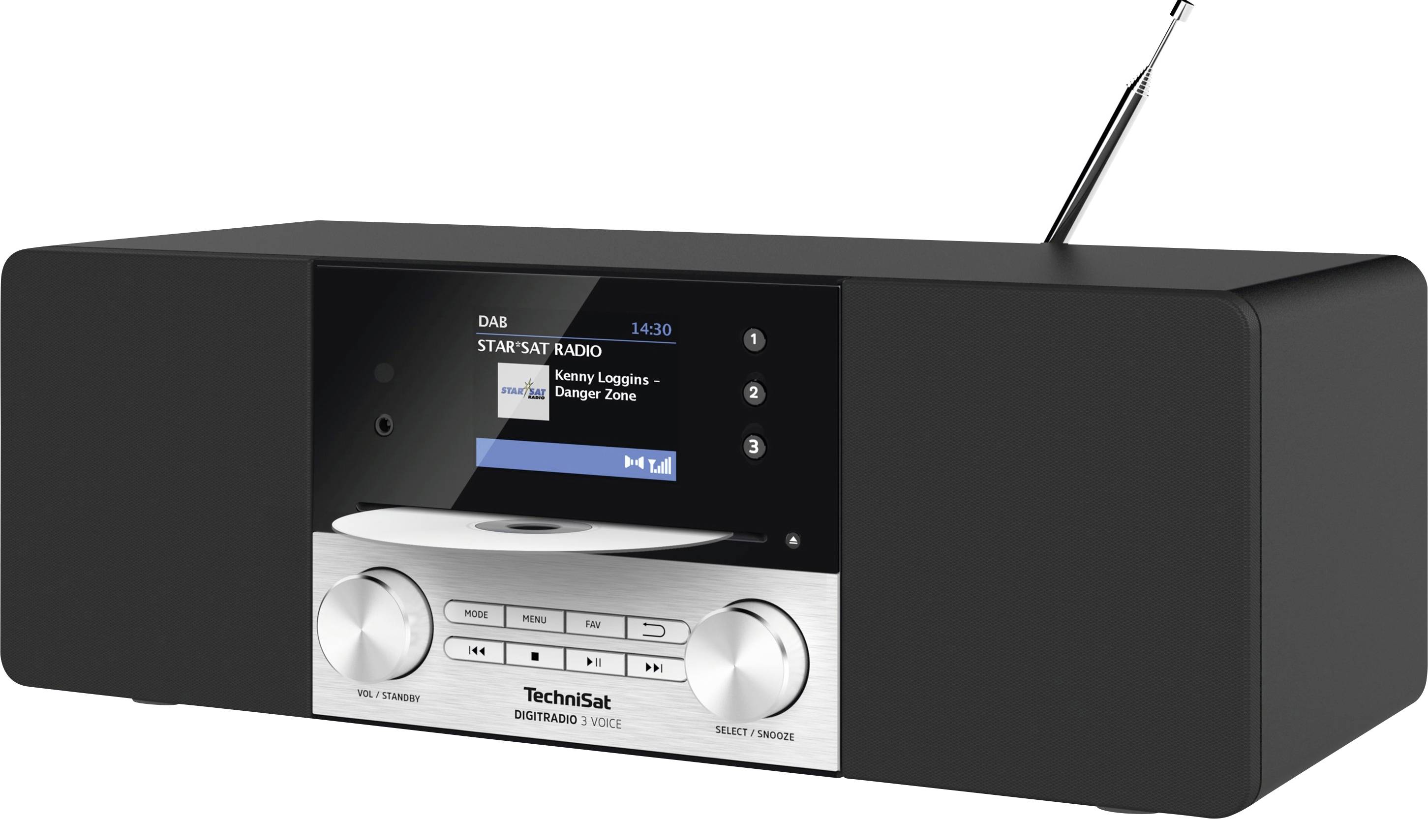 TechniSat DigitRadio 3 VOICE - Audiosystem - 2 x 10 Watt - Schwarz - Silber-1