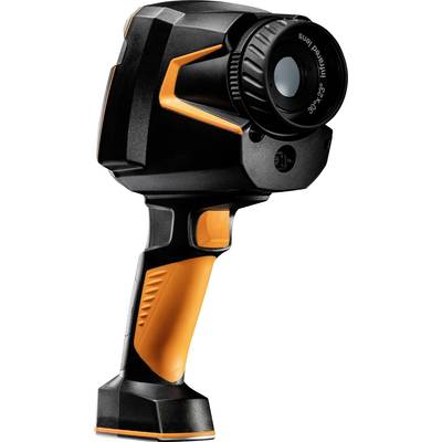 Eine orange-schwarze tragbare Wärmebildkamera mit ergonomischem Griff und großem Objektiv vorne.