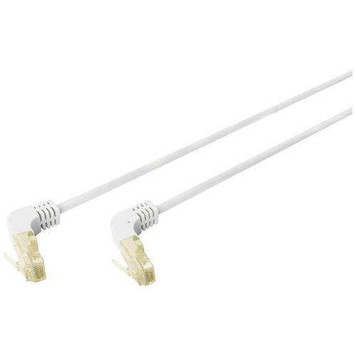 Thumbnail - Digitus DK-1644-A-10090 RJ45 Netzwerkkabel, Patchkabel CAT 6a S/FTP 10.00 m Grau 90° nach unten gewinkelt, Geschirmt, Ha...