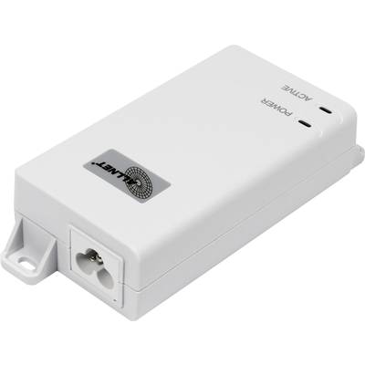 'Weißes Netzwerkgerät mit zwei Status-LEDs für Power und Active.'