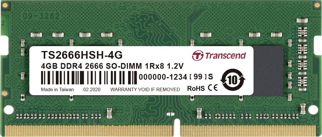 Transcend Transcend - DDR4 - Modul - 4 GB - SO DIMM 260-PIN Laptop-Arbeitsspeicher Modul DDR4 4 GB 1 x 4 GB Non-ECC 2666 MHz 260pin SO-DIMM CL19 TS2666HSH-4G