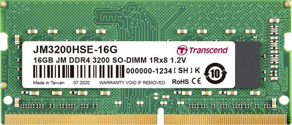 Transcend JetRAM Laptop-Arbeitsspeicher Modul   DDR4 16 GB 1 x 16 GB  3200 MHz 260pin SO-DIMM  JM3200HSE-16G