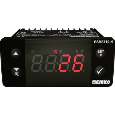 Digitales Temperaturregelgerät mit roter LED-Anzeige zeigt '26°C'. Tasten zur Einstellung und Steuerung rechts. Marke: Emko.