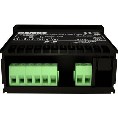 Ein schwarzes elektrisches Verbindungselement mit grünen Anschlüssen, vermutlich ein Anschlussmodul für industrielle oder technische Anwendungen.