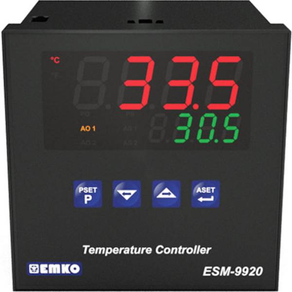 Emko ESM-9920.5.20.0.1/01.02/0.0.0.0 2-Punkt, P, PI, PD, PID Temperaturregler Pt100, J, K, R, S, T -200 bis 1700 °C Relais 5 A, SSR (L x B x H) 96 x 96 x 96 mm