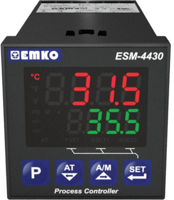 Emko ESM-4430.1.20.0.1/01.02/0.0.0.0 2-Punkt, P, PI, PD, PID Universalregler Pt100, L, J, K, R, S, T, B, E, N, C -200 bis 1700 °C Relais 5 A, SSR (L x B x H) 87 x 48 x 48 mm