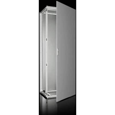 Offenes Server-Rack mit grauem Türpanel, stehend auf schwarzem Hintergrund. Ideal für die Aufbewahrung von IT-Ausrüstung.