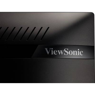 Ein schwarzer Bildschirm mit dem Markennamen 'ViewSonic' in glänzenden Buchstaben auf der rechten Seite.
