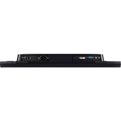 'Rückseite eines Monitors mit verschiedenen Anschlüssen, darunter HDMI, VGA, USB und Audio.'