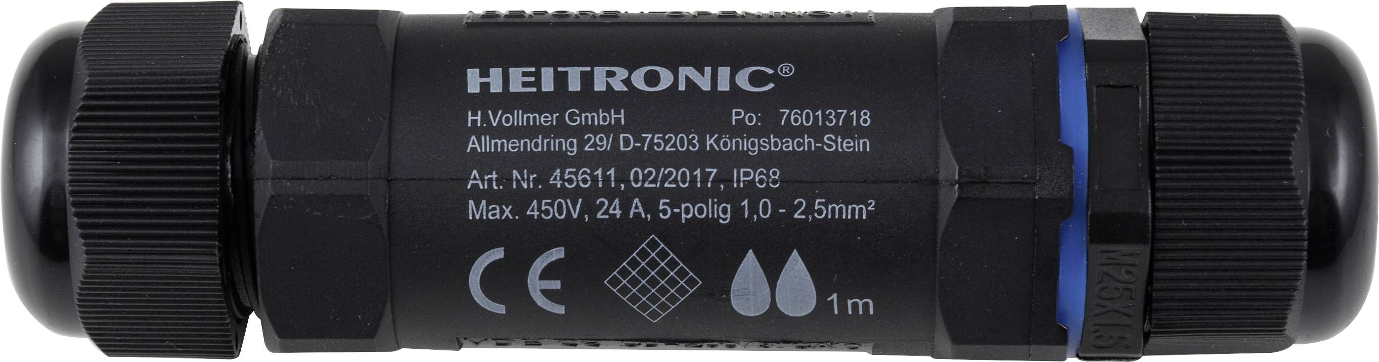 Heitronic 45611 Kabelverbinder mit Schraubklemmen (L x B) 130 mm x 32 mm 1 St.