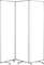 'Mobiler, dreiteiliger Raumteiler auf Rädern mit silbernem Rahmen. Ideal zur flexiblen Raumtrennung in Büros oder Konferenzräumen.'