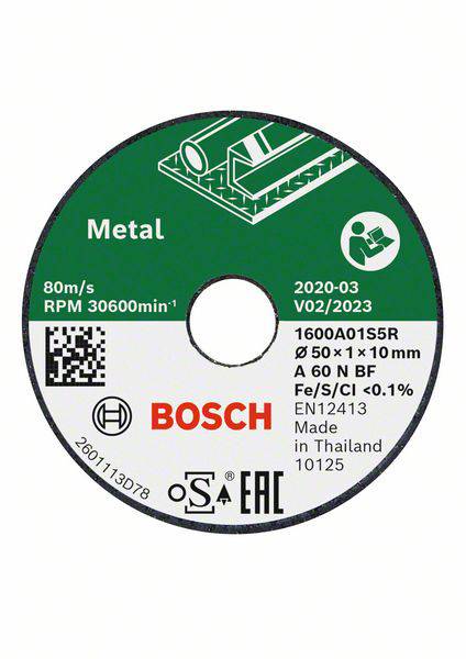 BOSCH Accessories 1600A01S5Y Trennscheibe gerade 50 mm 10 mm 1 St.