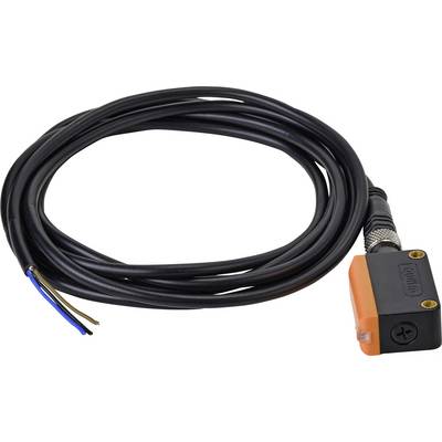 Ein schwarzes Kabel mit einem rechteckigen Stecker und freiliegenden Drähten am anderen Ende, geeignet für elektrische Verbindungen.
