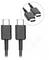Zwei schwarze USB-C-Kabel mit runden Enden, zum Verbinden elektronischer Geräte. Klare Details der Anschlüsse in einem runden Bildausschnitt.