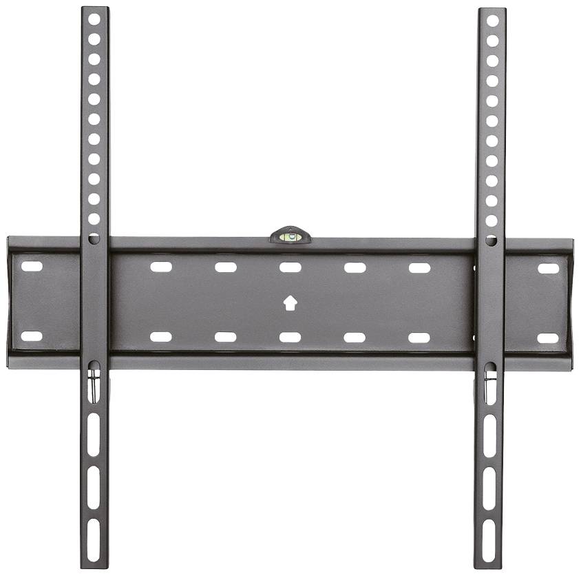 Flacher, schwarzer Wandhalter für Fernseher mit Einstellungs- und Montagemöglichkeiten. Ideal für flache Wandmontage.