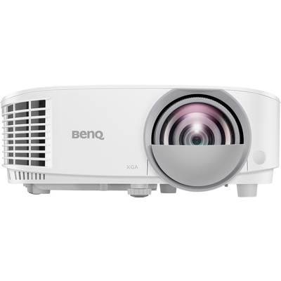 Ein weißer Projektor der Marke BenQ, Modell XGA, mit einem hervorstehenden Objektiv, geeignet für Präsentationen und Heimkino.