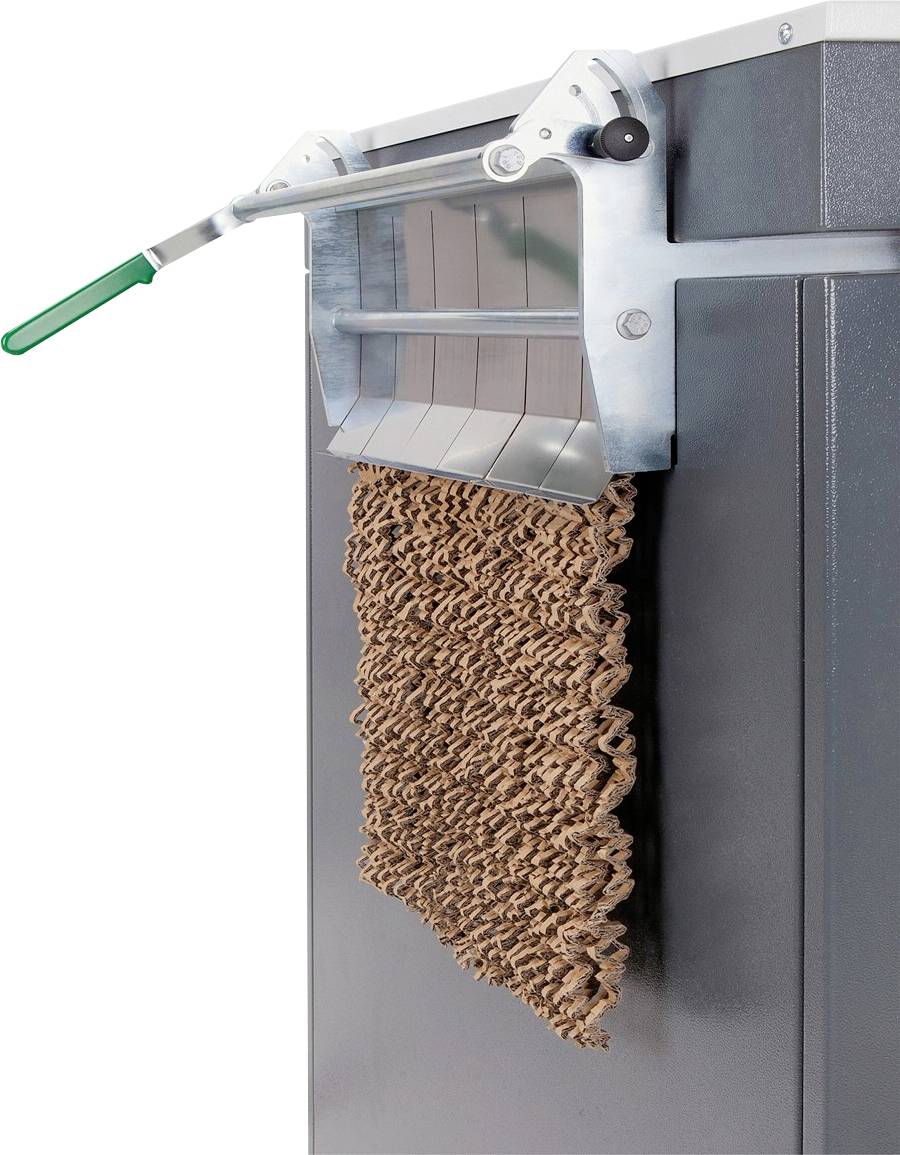 Metallmaschine mit Hebel und austauschbaren Schaberärmel. Sie wird möglicherweise zum Reinigen oder für industrielle Anwendungen verwendet.