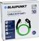 Verpackung eines 'BLAUPUNKT' Ladekabels Typ 1 zu Typ 2, 16A, 1-Phasen, für Elektrofahrzeuge. Hervorhebung: 10 m Kabellänge, IP54.