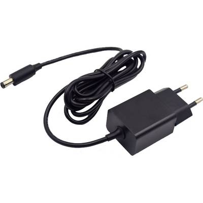 'Schwarzes Netzteil mit EU-Stecker und langem Kabel, verwendet zum Aufladen von elektronischen Geräten.'