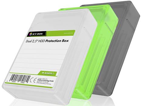 RAIDSONIC ICY BOX IB-AC6025-3 Dual 2.5 HDD/SSD Box, transparent, (grün, grau, weiß)