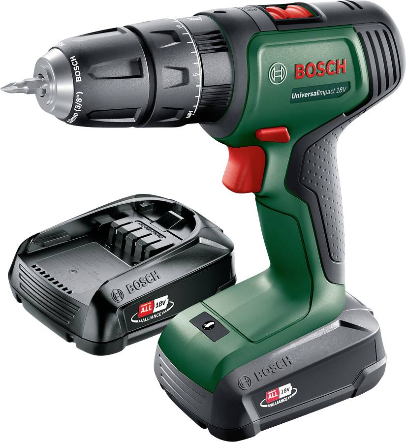 Bosch Home and Garden UniversalImpact 18V Slagborrmaskin batteri inkl. 2x batterier, inkl. laddare, inkl. väska