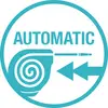 Ein blaues Symbol zeigt eine Schnecke mit einem Stift und zwei Pfeilen darunter. Text: 'AUTOMATIC'. Symbolisiert automatisches Schreiben.