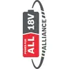'POWER FOR ALL 18V ALLIANCE' Logo mit Batterie-Grafik.