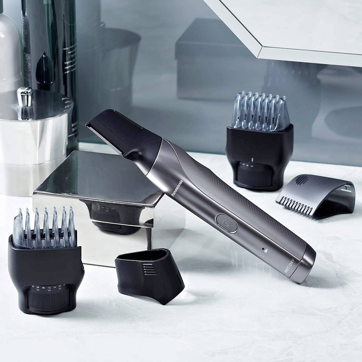 Panasonic neu Bartschneider, Haarschneider, Körperhaartrimmer abwaschbar Silber, Schwarz-2