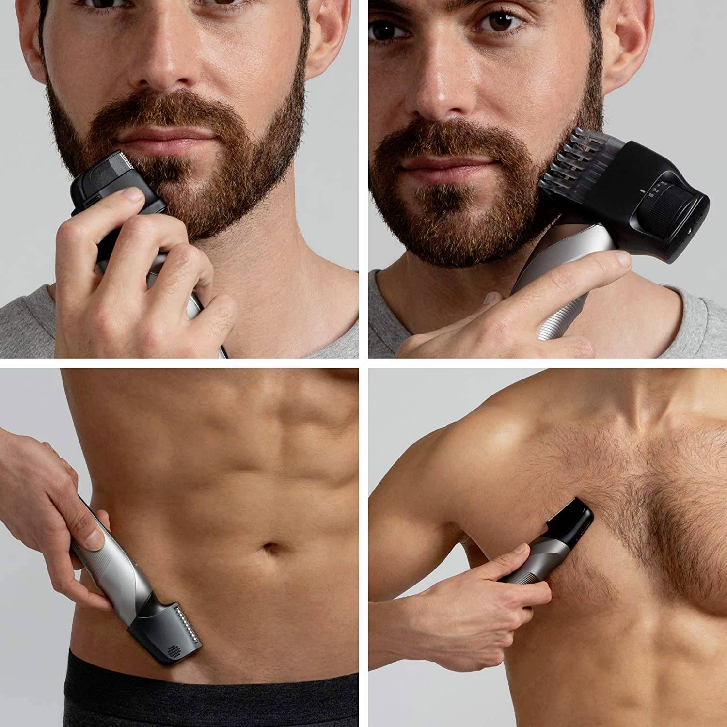 Panasonic neu Bartschneider, Haarschneider, Körperhaartrimmer abwaschbar Silber, Schwarz-3