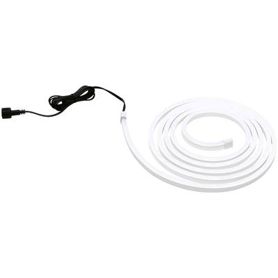 Ein zusammengerollter LED-Leuchtstreifen mit schwarzem Kabel, einsatzbereit für Beleuchtungszwecke.