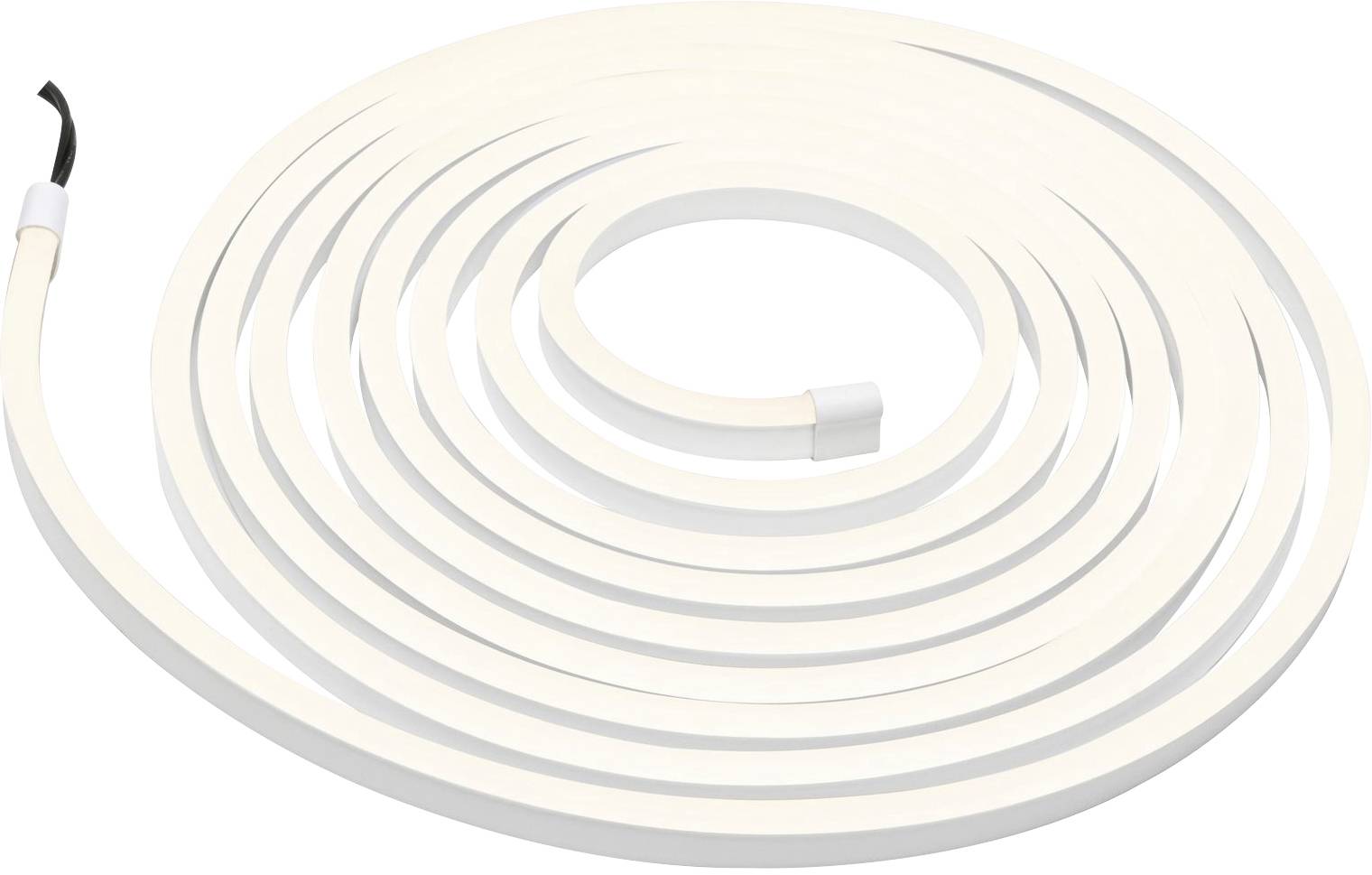 Ein aufgerolltes, flexibles LED-Band in Weiß, das für dekorative Beleuchtung verwendet wird.