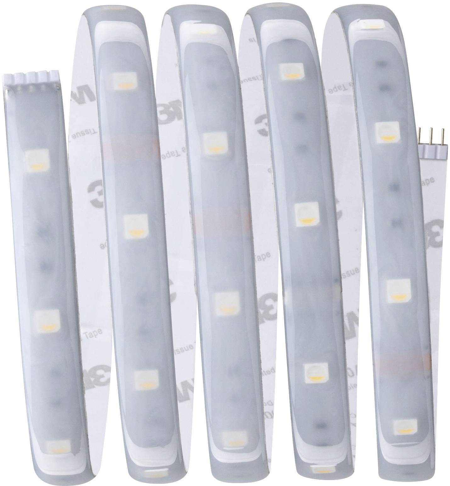 LED-Streifenband mit mehreren hellen LED-Leuchten, aufgerollt und gleichmäßig verteilt.