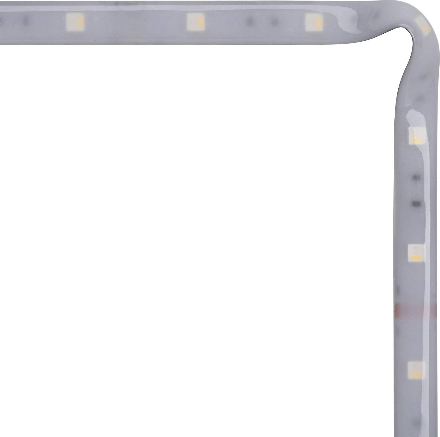 Ein L-förmiges LED-Lichtband mit mehreren leuchtenden Segmenten. Es bietet flexible Beleuchtungsmöglichkeiten für verschiedene Anwendungen.