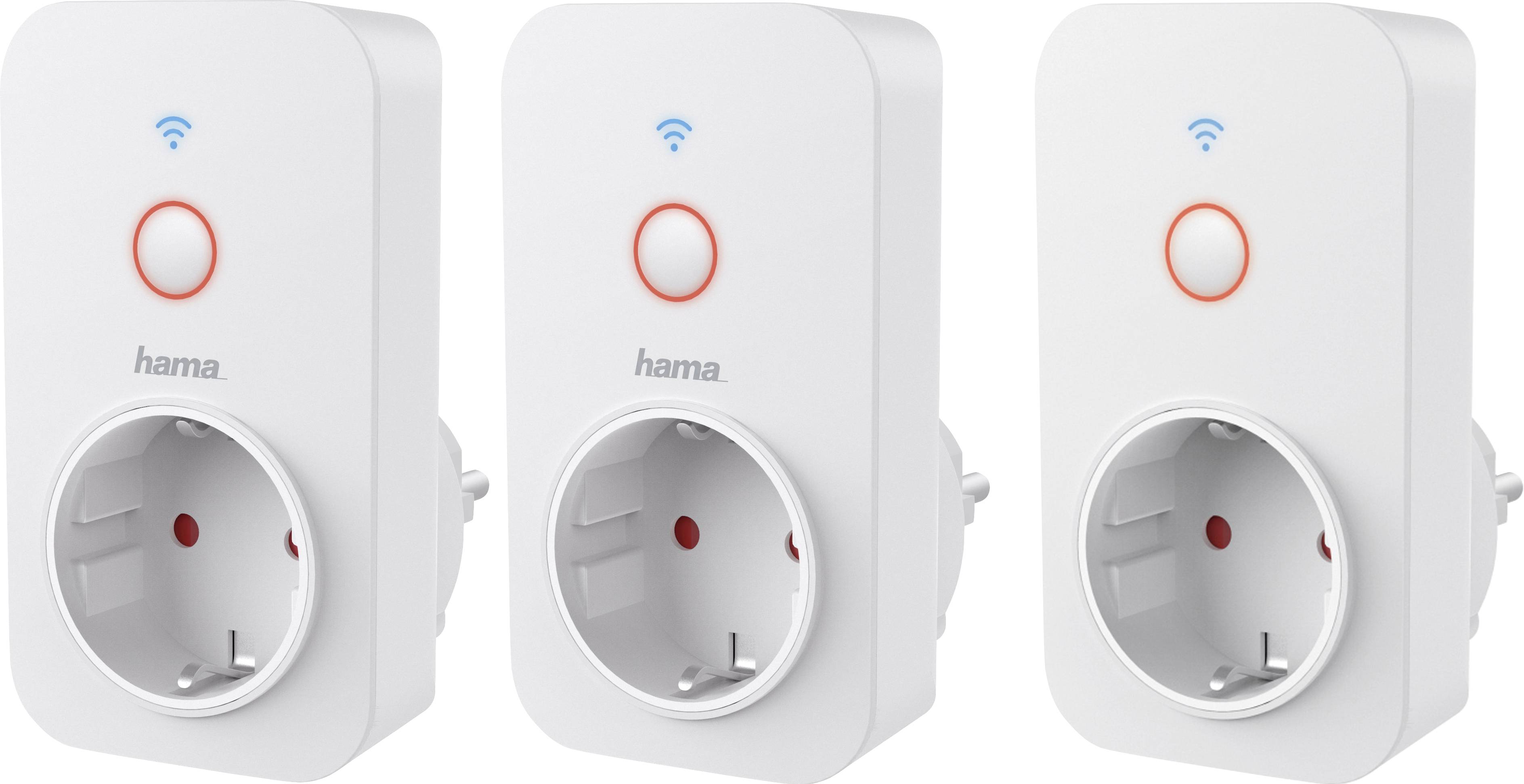 Hama 2x WiFi Steckdose und 1x Wi-Fi Steckdose inkl. Strommessgerät Wi-Fi Steckdosen-Set Alexa, Google Home, IFTTT-0