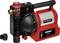 Gartenpumpe mit digitalem Display, rotem Gehäuse und schwarzem Filter. Geeignet zur automatischen Bewässerung und Wasserversorgung.