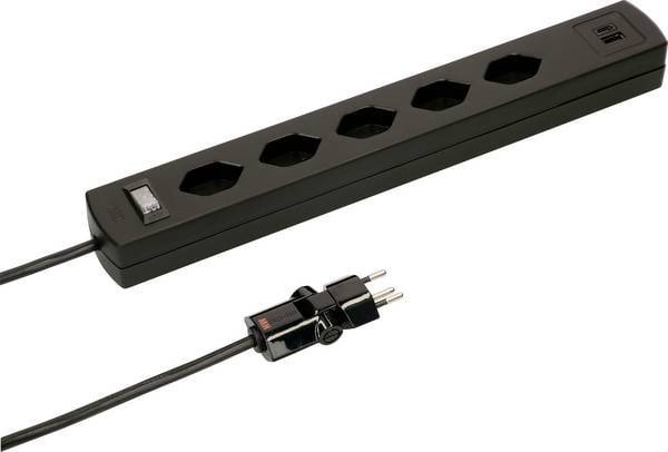 Max Hauri 162220 Steckdosenleiste mit Schalter  Schwarz CH-Stecker 1 St.